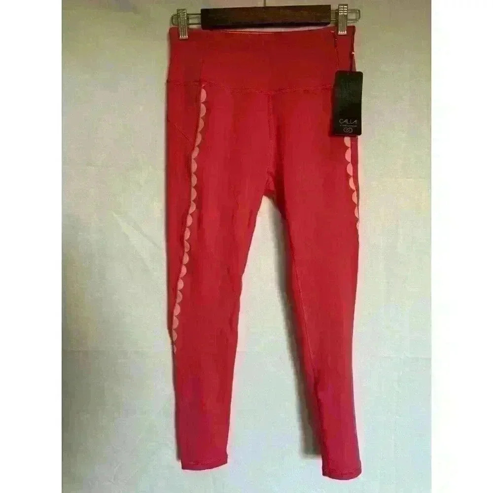 Calia by Carrie Underwood Leggings Women's S Essential 7/8 Scallop Paradise Pink